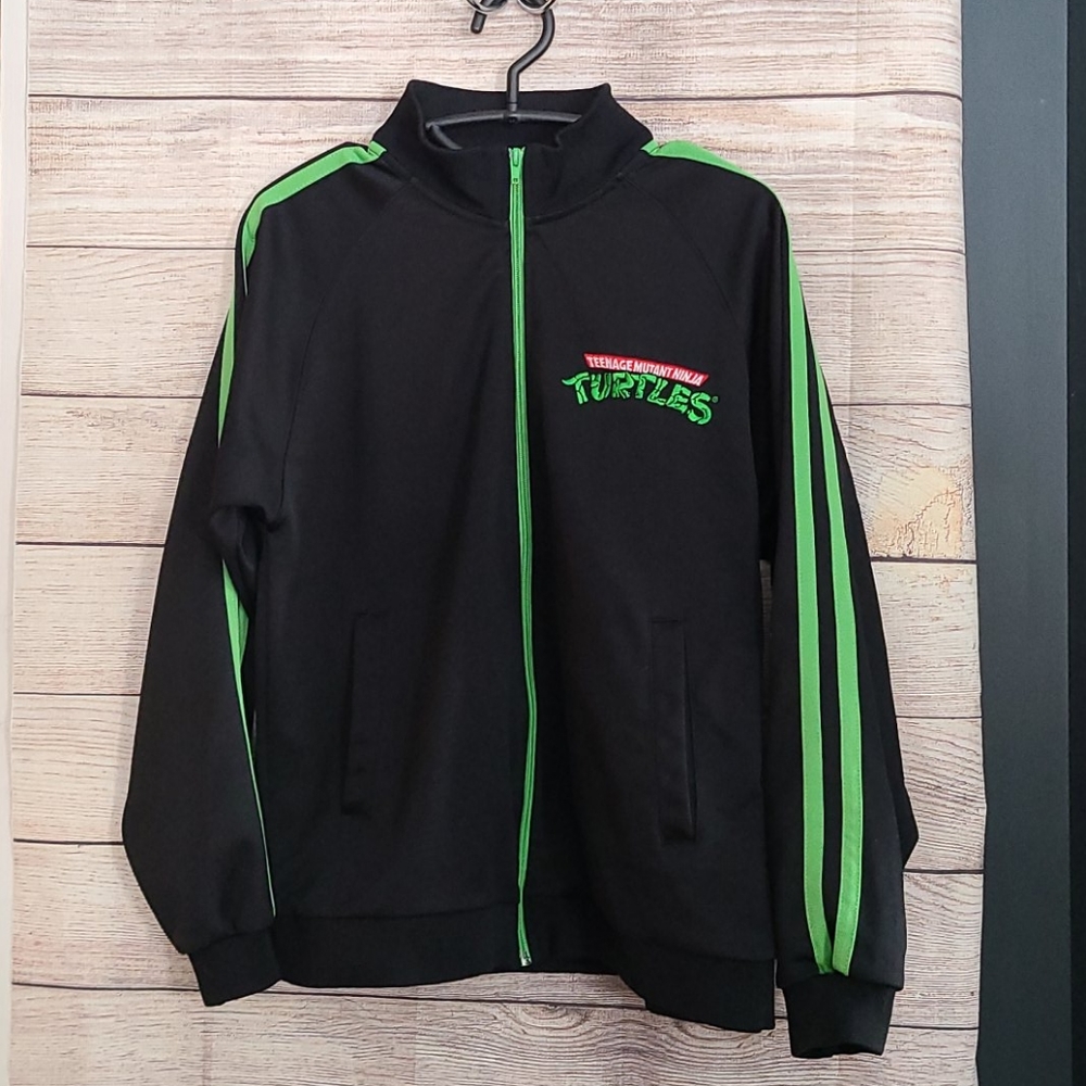 TMNT Black & Green Track Jacket Size S Turtles